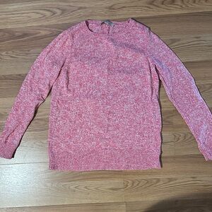 LOFT Women's Heathered Pink Crew Neck Sweater